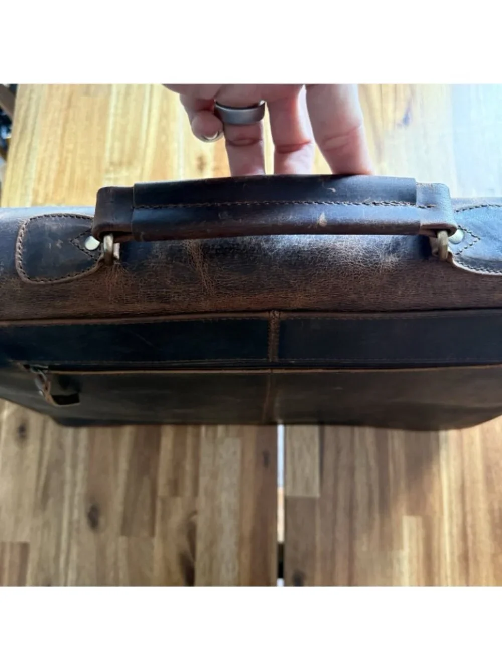 Denver‎ Leather Craft Potter Messenger Briefcase Bag Sz M Top Grain Buffalo NWOT